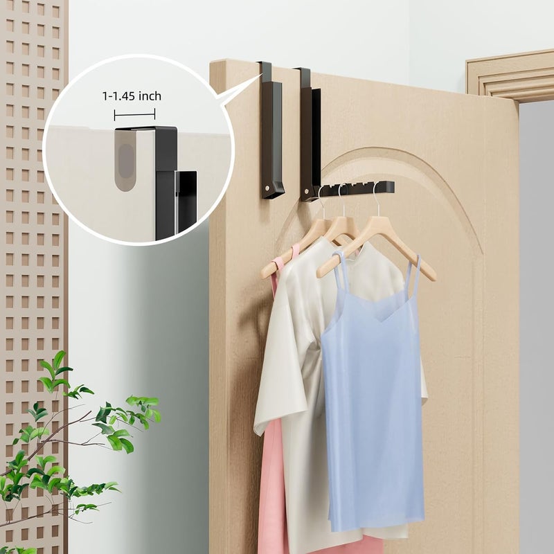 BAKON Over The Door Hanger Folding Clothes Drying Rack, Folding Hanging Coat Rack for Indoor Laundry Room Compact Small Space Foldable Portable Clothing Hanger Hook Collapsible- 2 Pack(Black) - Image 2